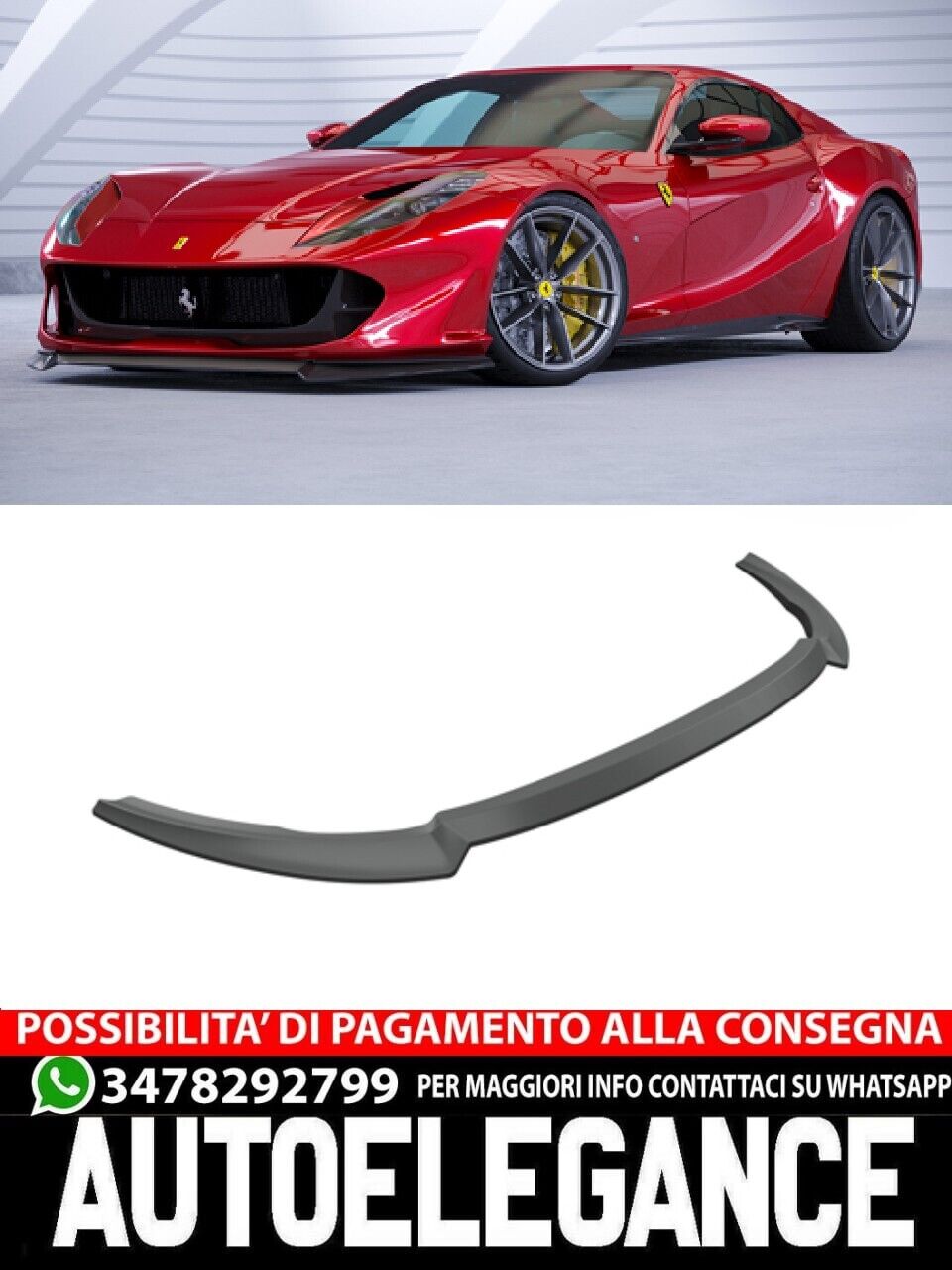 Splitter sottoparaurti anteriore con ABE adatto per Ferrari 812 Superfast / GTS