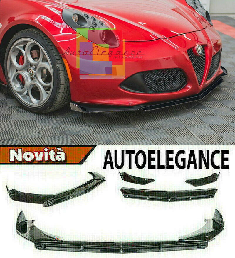 ALFA ROMEO 4C 2013-2017 SPLITTER PARAURTI ANTERIORE NERO LUCIDO LOOK RS - 3P -