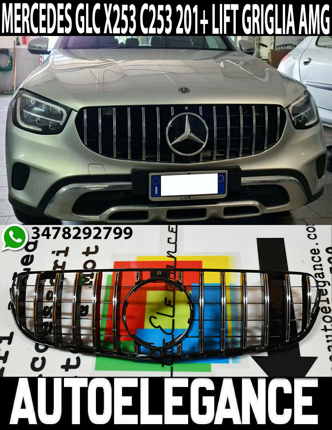 Grille Avant Mercedes Glc C253 X253 2019+ Lifting Profils Satin AMG