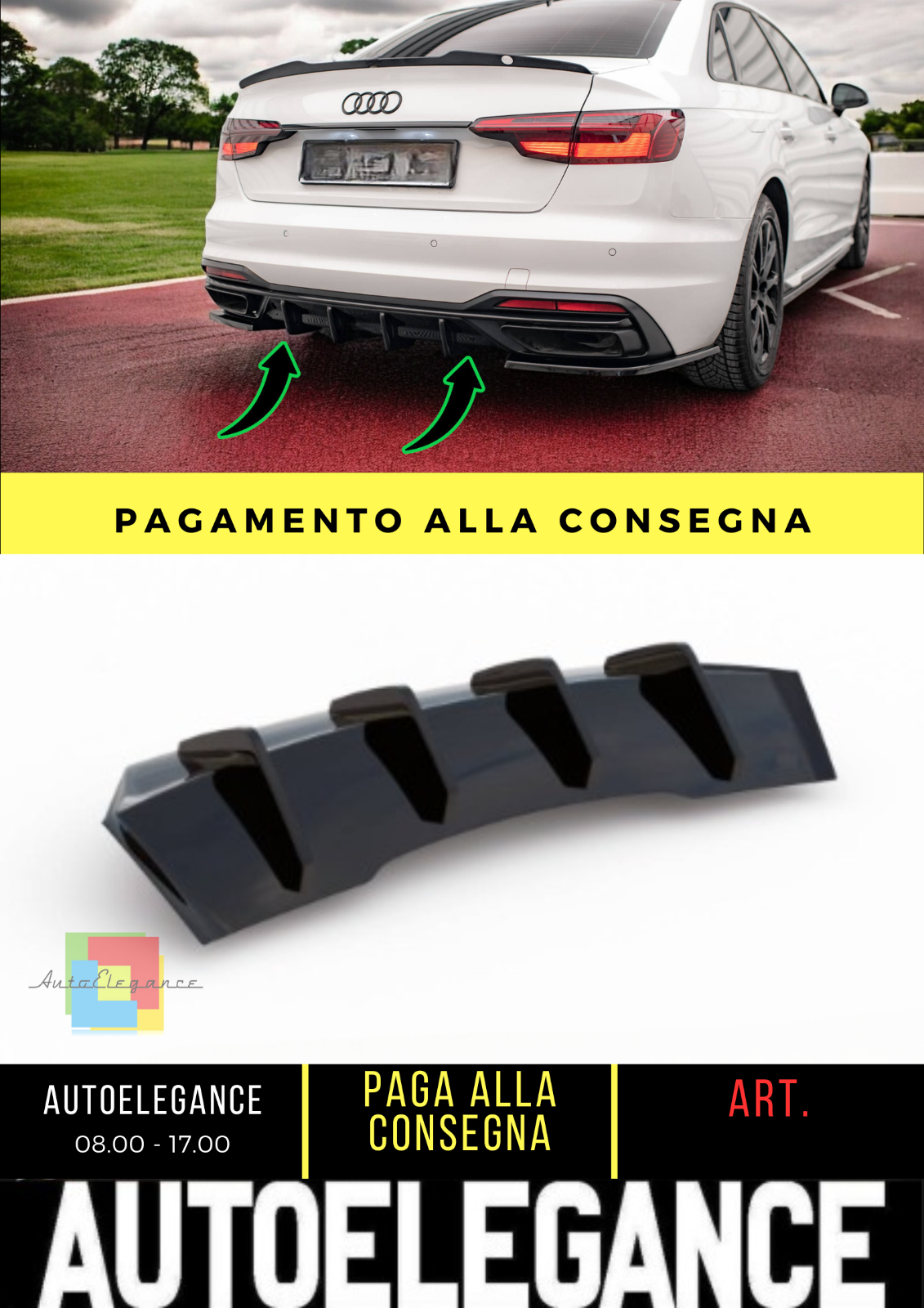 ?Diffusore posteriore nero luci adatto per Audi A4 B9 Facelift?