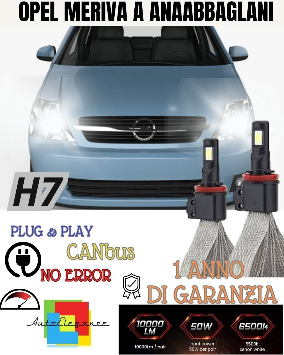 KIT LED H7 VW GOLF 7 VII 6000K XENON ANABBAGLIANTI 6400 LUMEN NO AVARIA LUCI
