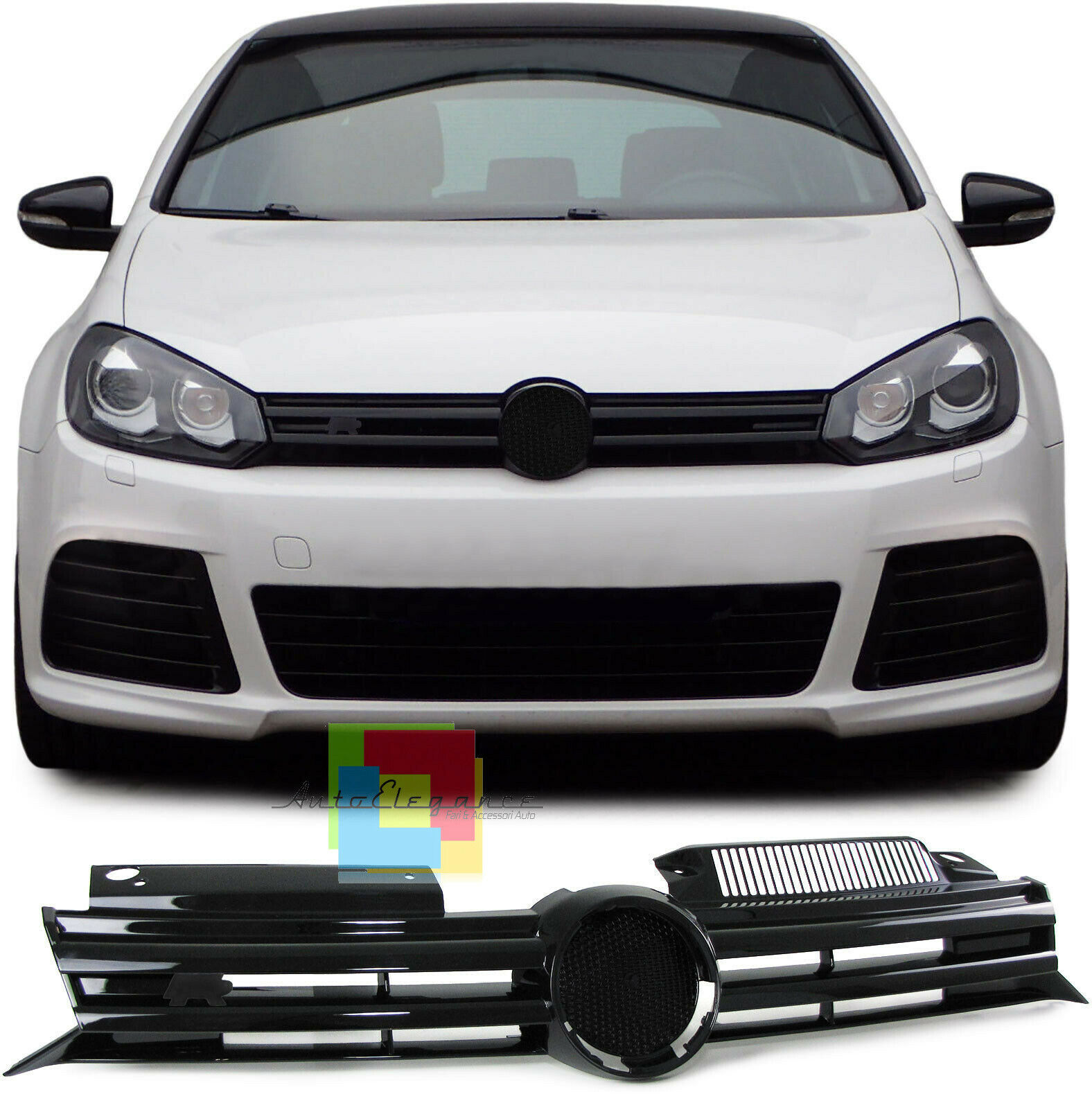 VW GOLF 6 2008-2013 GRIGLIA ANTERIORE NERA CALANDRA RLINE NO LOGO