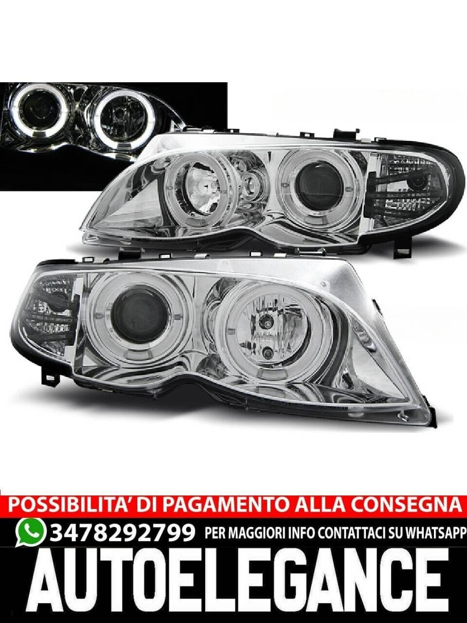 FARI ANTERIORI ANGEL EYES CROMATI per BMW E46 09.01-03.05