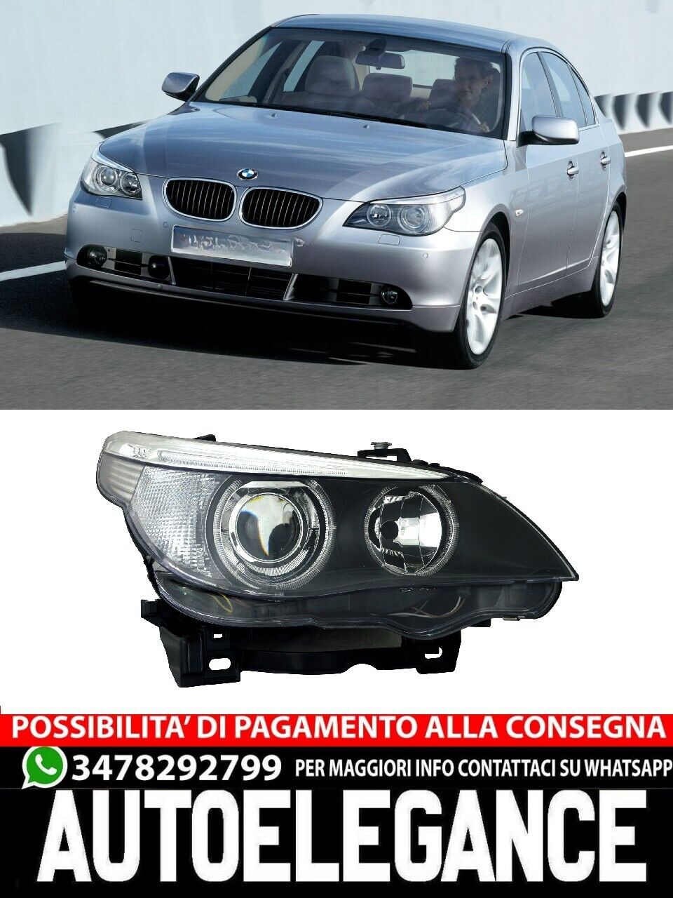 Faro anteriore destro per BMW E60 E61 Serie 5 2003-2007 per D1S H7 Xenon