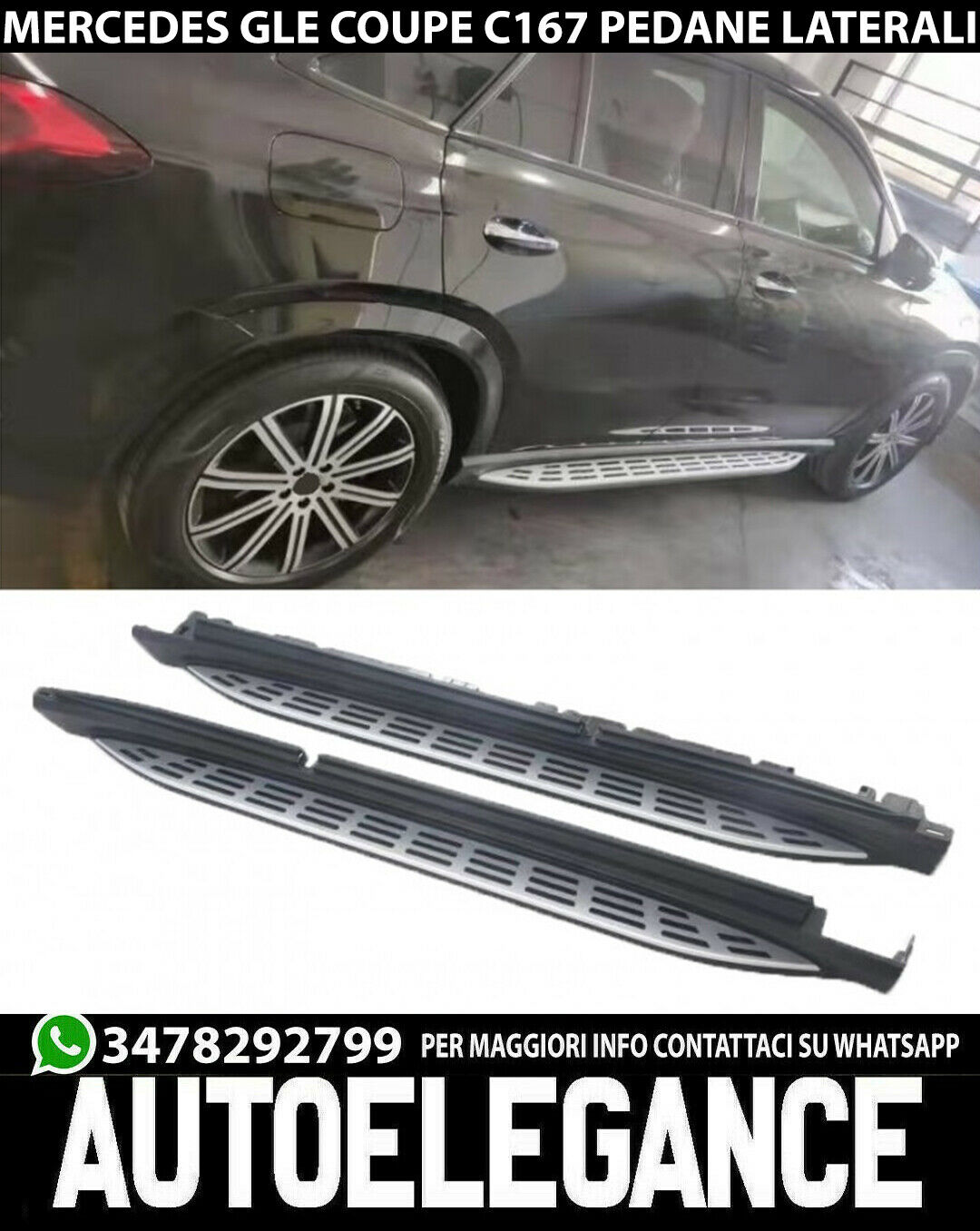 PEDANE LATERALI SOTTO PORTA MERCEDES GLE COUPE C167 TOP QUALITA' ALLUMINIO .-