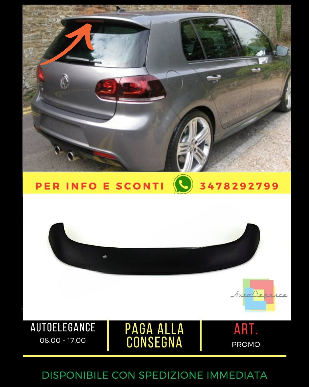 SPOILER ADATTO PER VW Golf 6 2008-2016