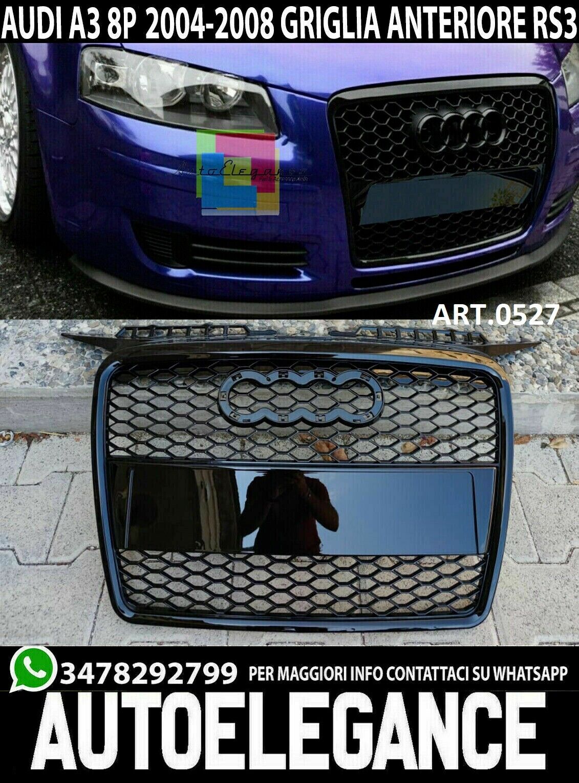 CALANDRE AVANT AUDI A3 8P 2005-2008 CALANDRE SLINE RS3 BORD NOIR .1.