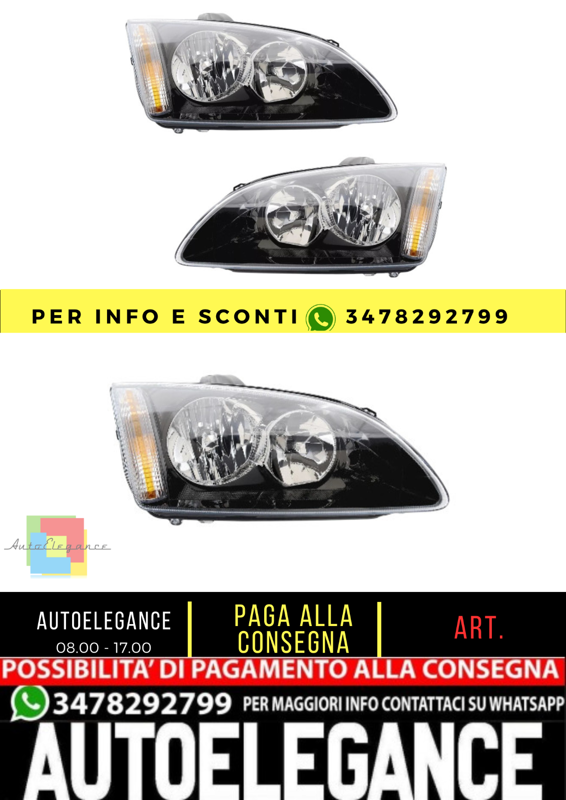 🔥Set fari per Ford Focus 2 MK2 2004-2008 H1 H7 alogeni LWR in nero🔥