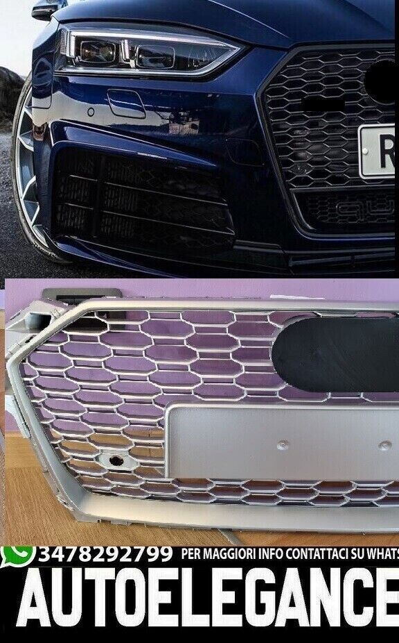 FRONTGRILL F&Uuml;R AUDI A5 F5 RS5 SCHWARZ SILBER BEE GRILLE