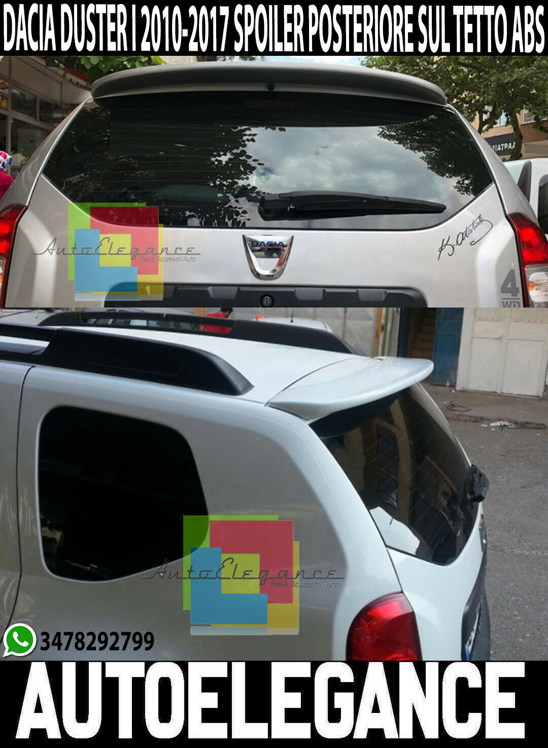 DACIA DUSTER MK1 2010-2017+ SPOILER POSTERIORE SUL TETTO -.X-