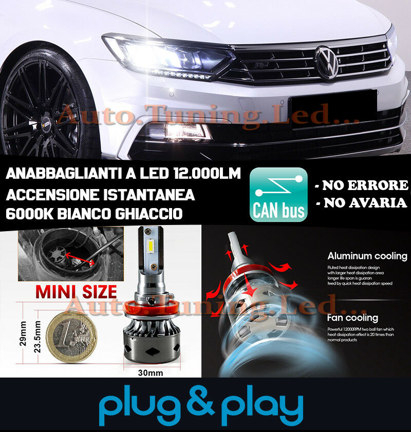 LAMPADE ANABBAGLIANTI LED VW PASSAT 3G B8 2014+ ISTANTANEO NO AVARIA 12.000LM