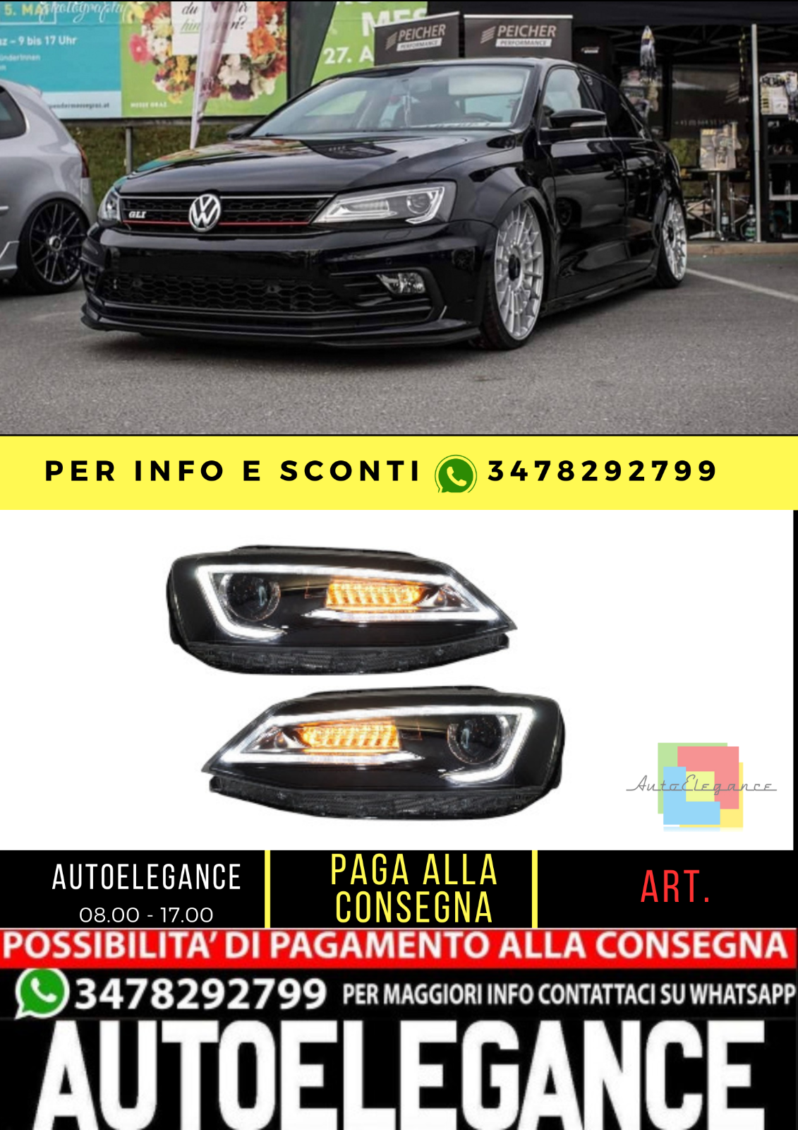 Fari anteriori a LED DRL adatti per VW Jetta Mk6 VI