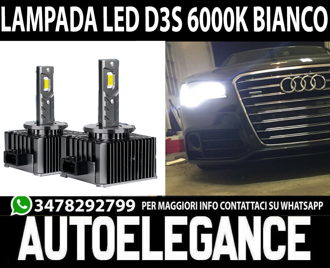 COPPIA LAMPADE D3S A LED 6000K BIANCO PER AUDI A8 4H12000LM CANBUS