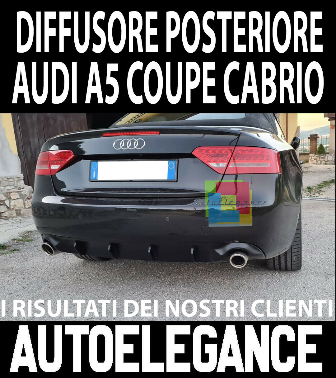 ESTRATTORE RS5 PER AUDI A5 8T COUPE 07-11 DIFFUSORE POSTERIORE SOTTO PARAURTI -