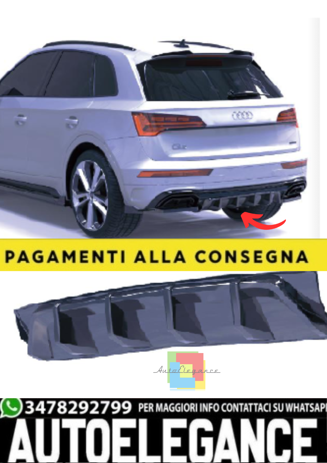 Heckdiffusor F&uuml;r Audi SQ5 / Q5 S-Line SUV & Sportback Mk2 Facelift