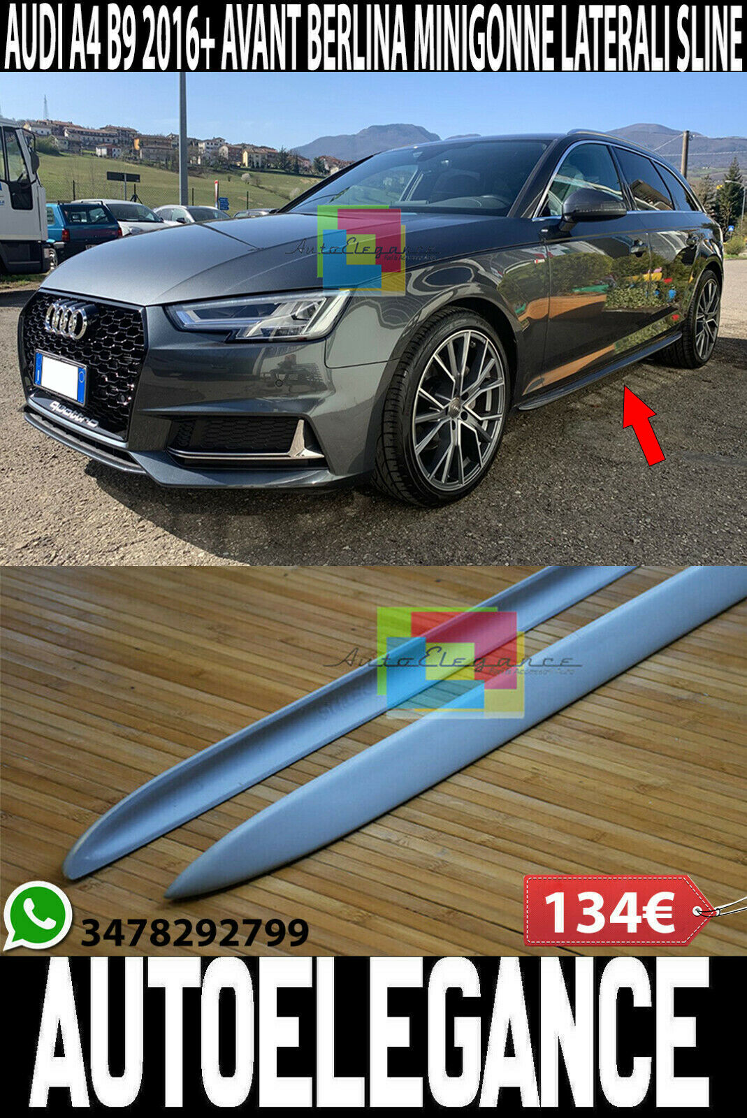 Audi A4 B9 Avant Limousine 2015-2021 Paar Schweller Seitenteile Sline S4 ABS -1