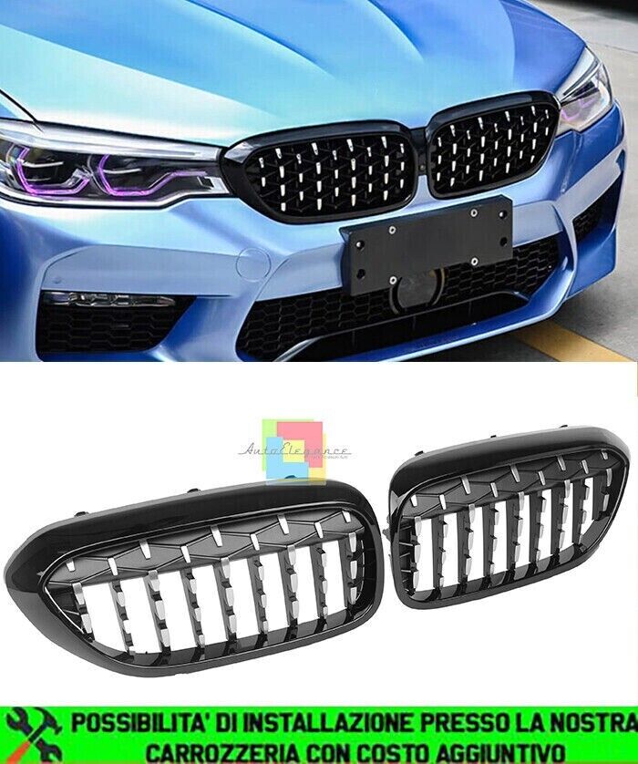 CALANDRE AVANT NOIRE BMW SERIE 5 G30 G31 LOOK M DIAMANT BORD NOIR .-