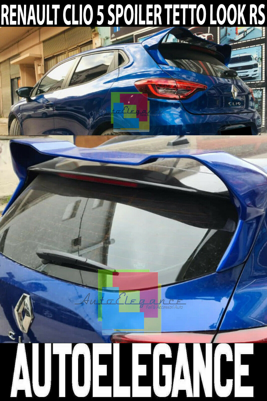 RENAULT CLIO 5 V 2019+ SPOILER POSTERIORE TETTO LOOK SPORTIVO RS