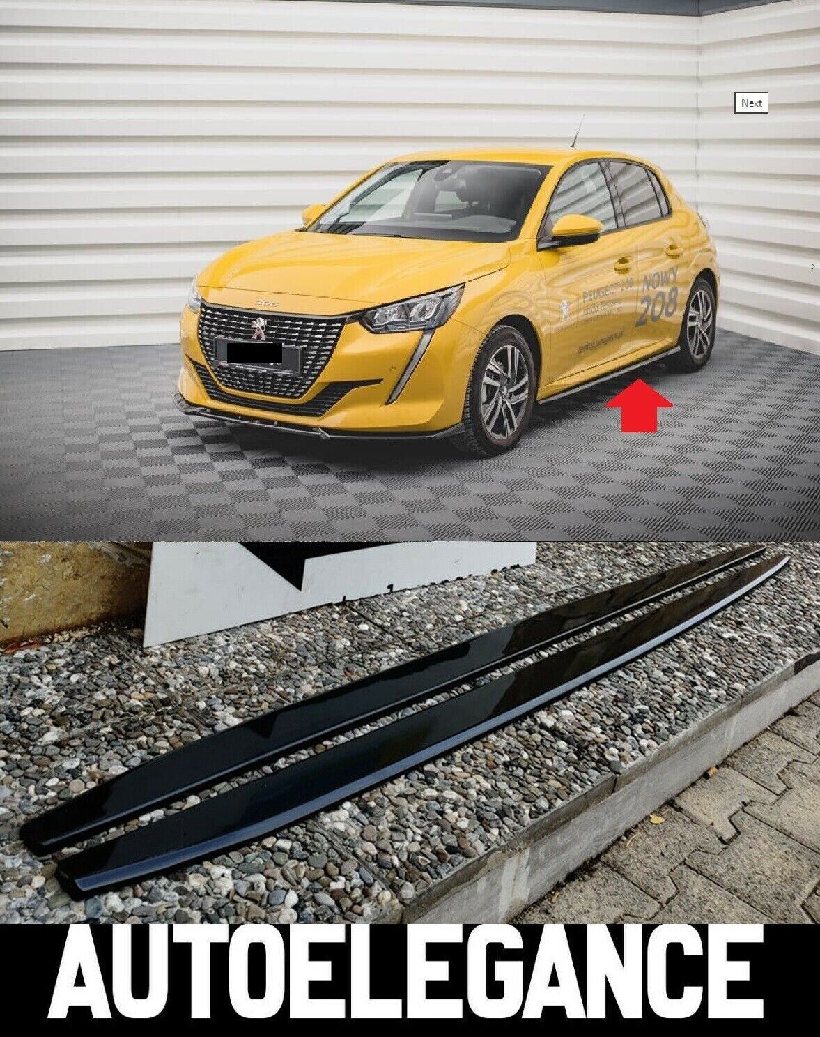 PEUGEOT 208 SOLAPA BAJO PARACHOQUES LATERAL SPLITTER ABS NEGRO BRILLO