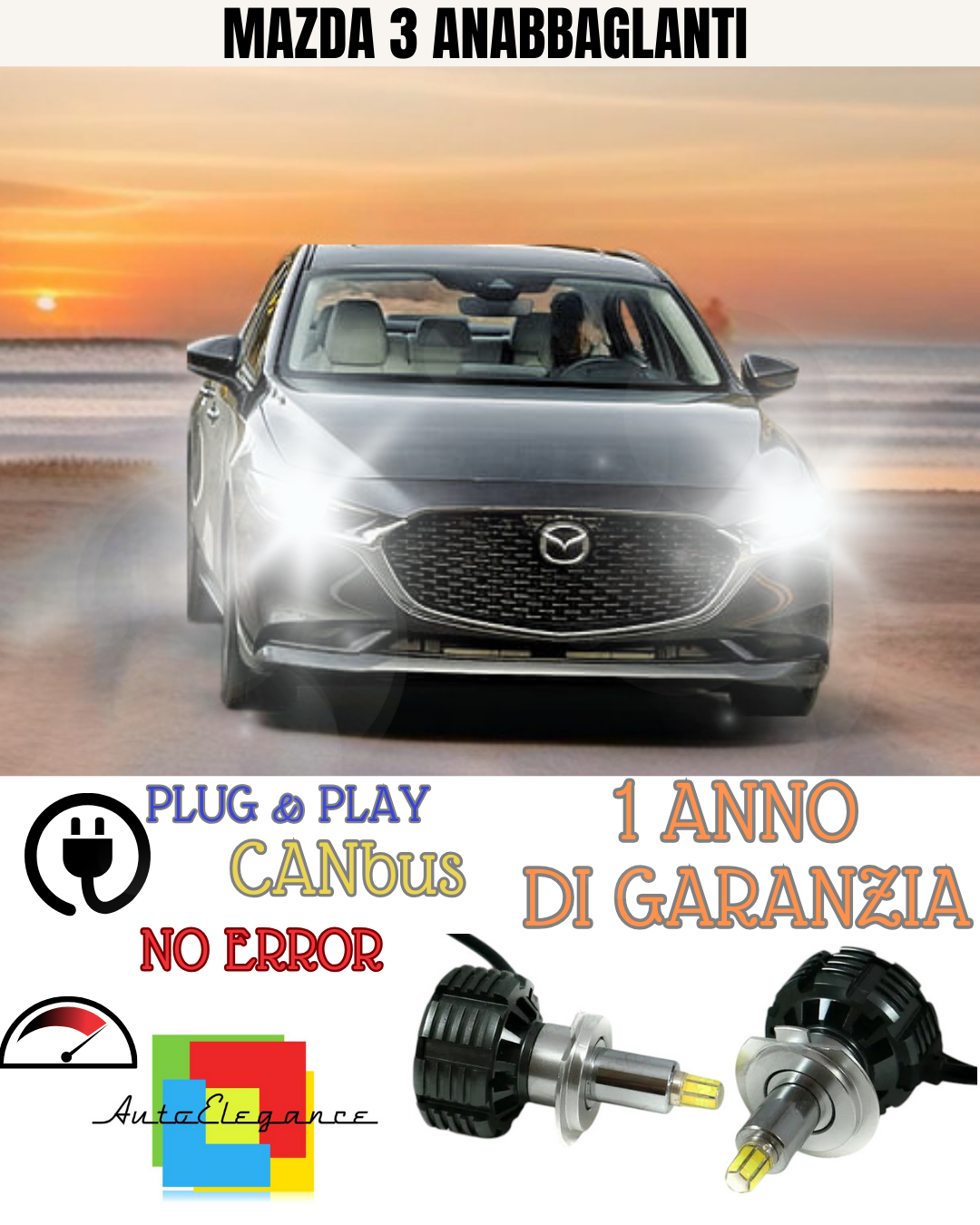 Kit Full Led Anabbagliantes H7 6000K Canbus Lenticulares 360 Mazda 3