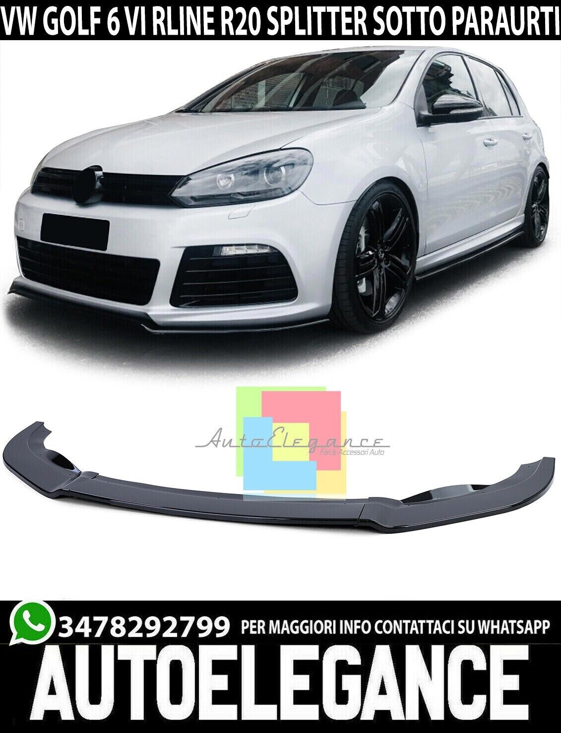 VW GOLF 6 RLINE R20 2008-2012 SOUS PARE-CHOCS AVANT LAME DU PARE-CHOCS ABS NOIR