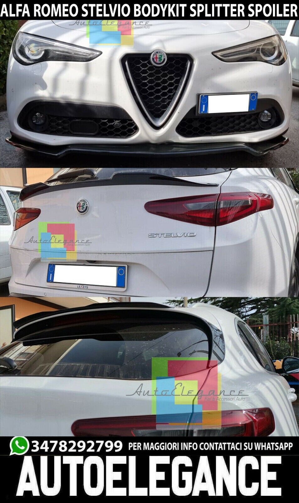 ALFA ROMEO STELVIO BODYKIT FRONT SPLITTER ET BONNET ROOF SPOILER FAST LOOK