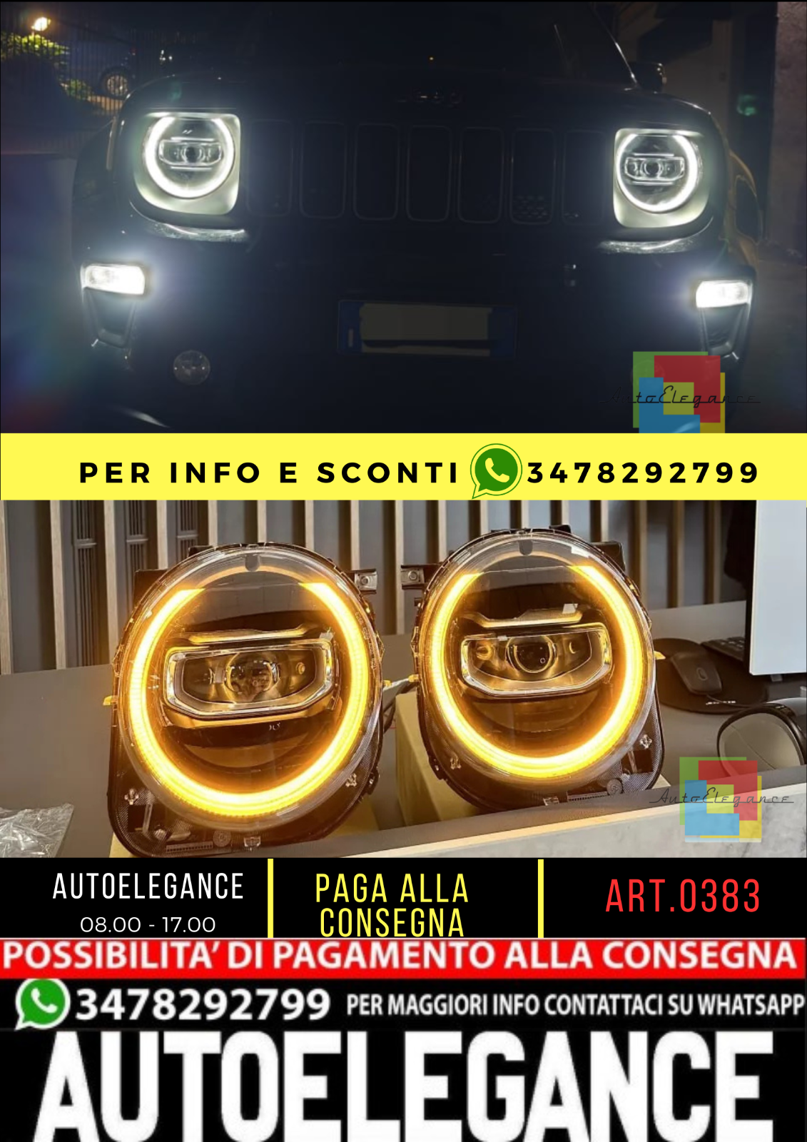 0383 Lights Front Suitable For Jeep Renegade 2014-2021 Full LED