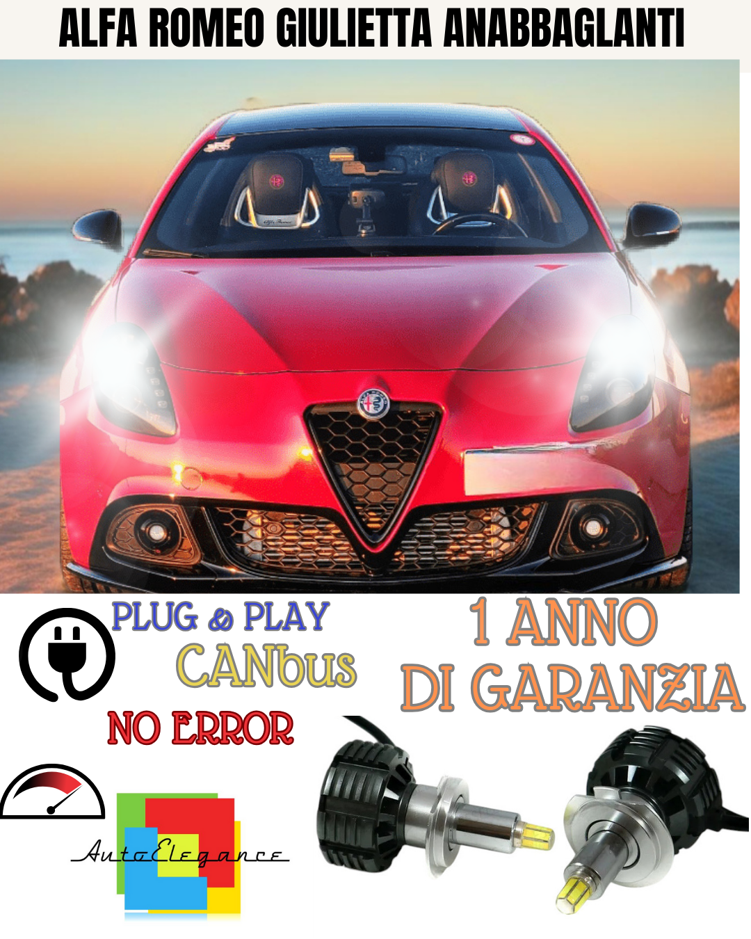 KIT FULL LED ANABBAGLIANTI H7 6000K CANBUS LENTICOLARI 360 ALFA ROMEO GIULIETTA