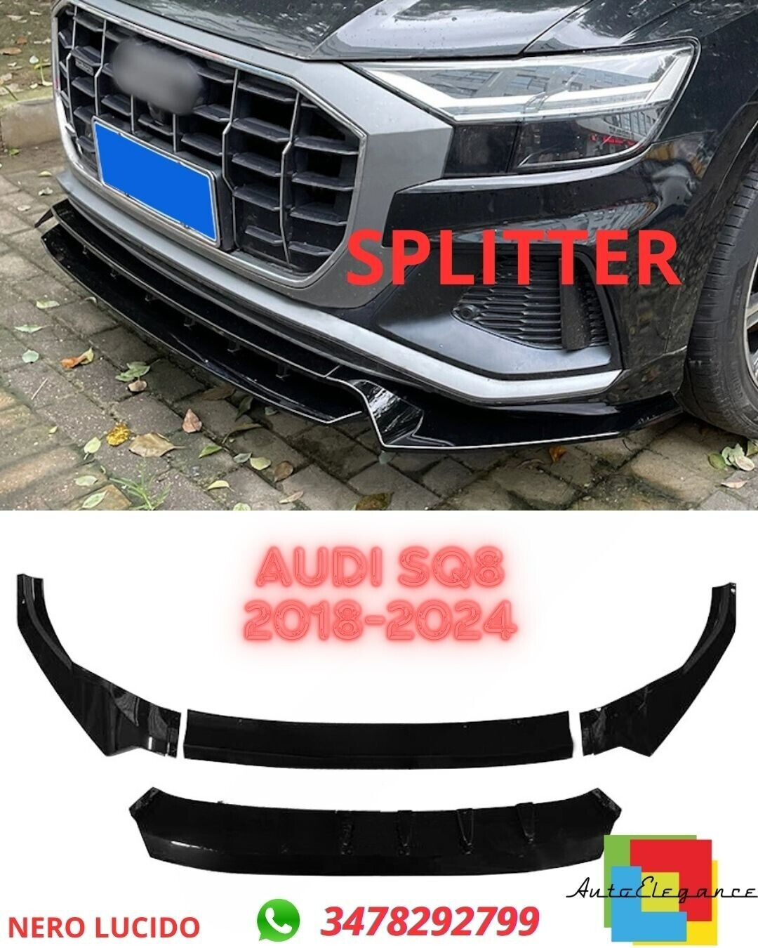 ??S&Eacute;PARATEUR NOIR BRILLANT ADAPT&Eacute; &Agrave; Audi SQ8 2018-2024 S-line??