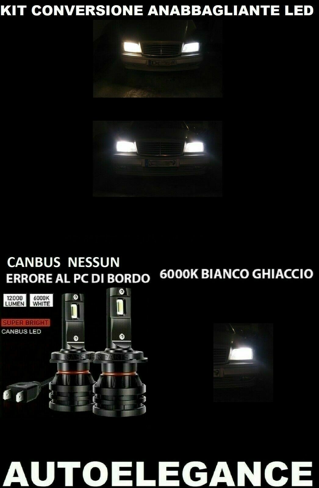 MERCEDES CLASSE C W202 LAMPADE ANABBAGLIANTI  LED 16.000LM CAMBUS - AT