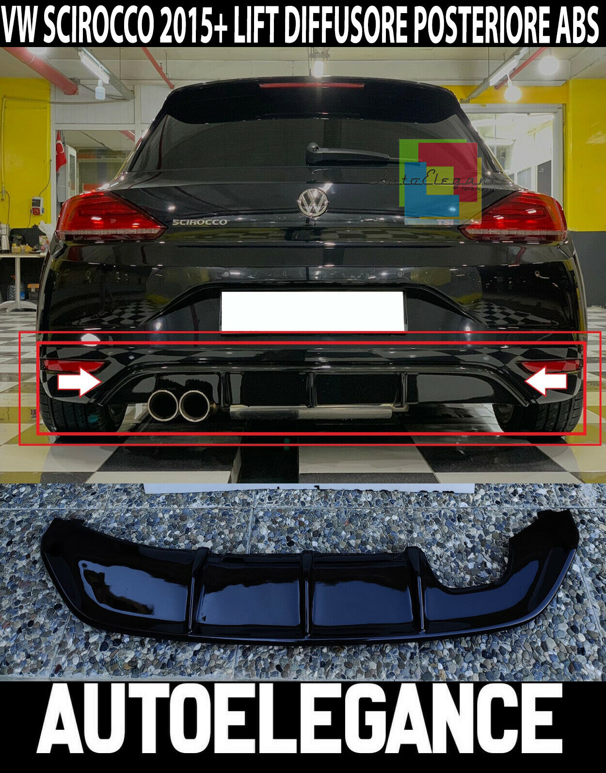 VW Scirocco 2015 + Lift Diffusor Hinten Unten Anschlagpuffer Design Rline ABS