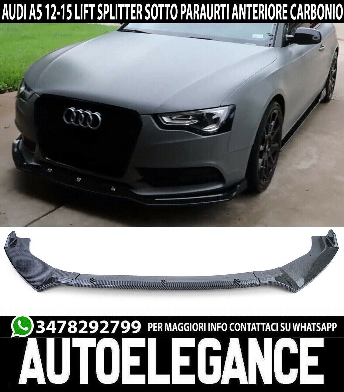 PARACHOQUE BAJO AUDI A5 12-16 FACELIFT SPOILER CARBON SPLITTER ABS 3P