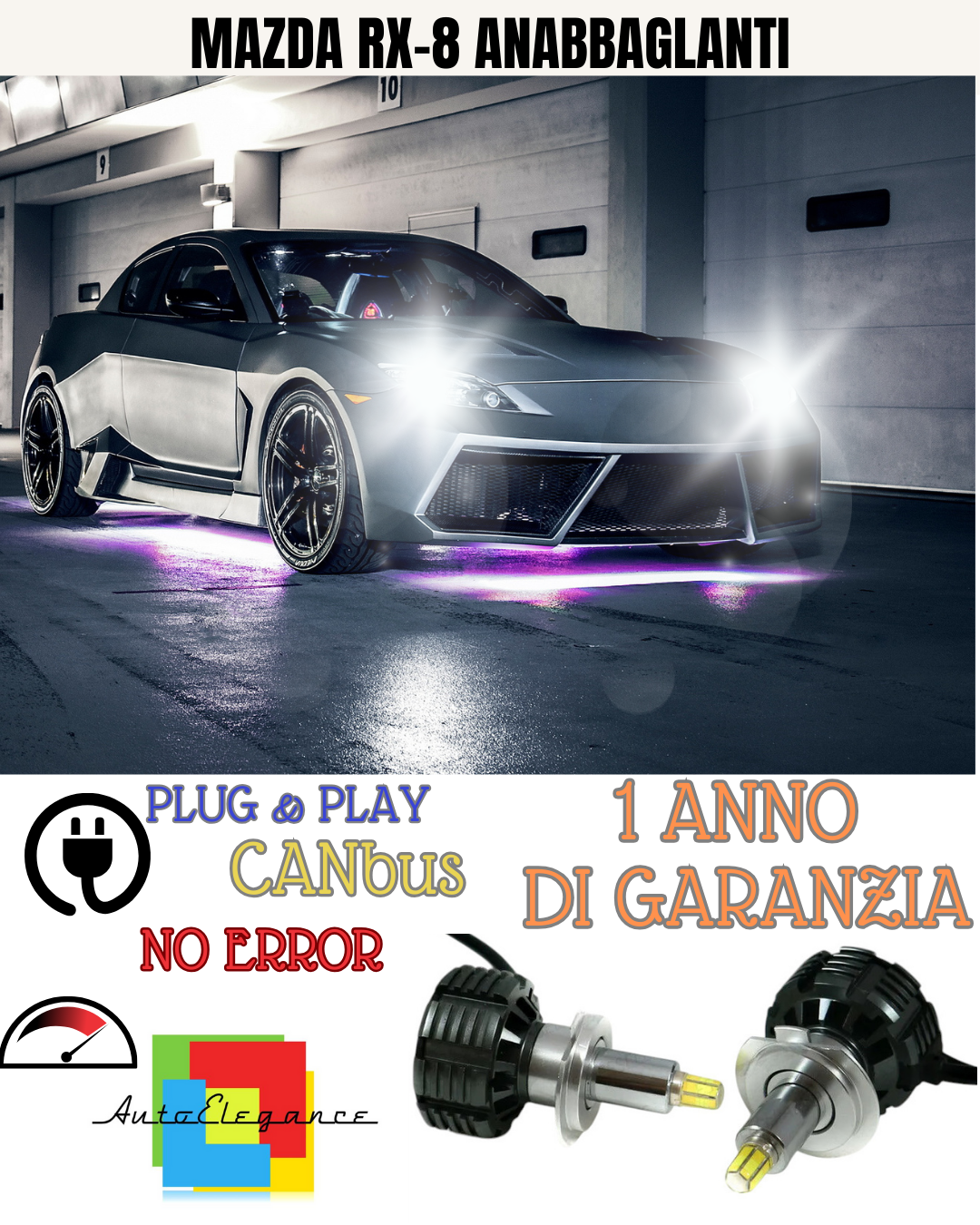 KIT FULL LED ANABBAGLIA H7 6000K LED CANBUS PER LENTICOLARI 360 MAZDA RX-8