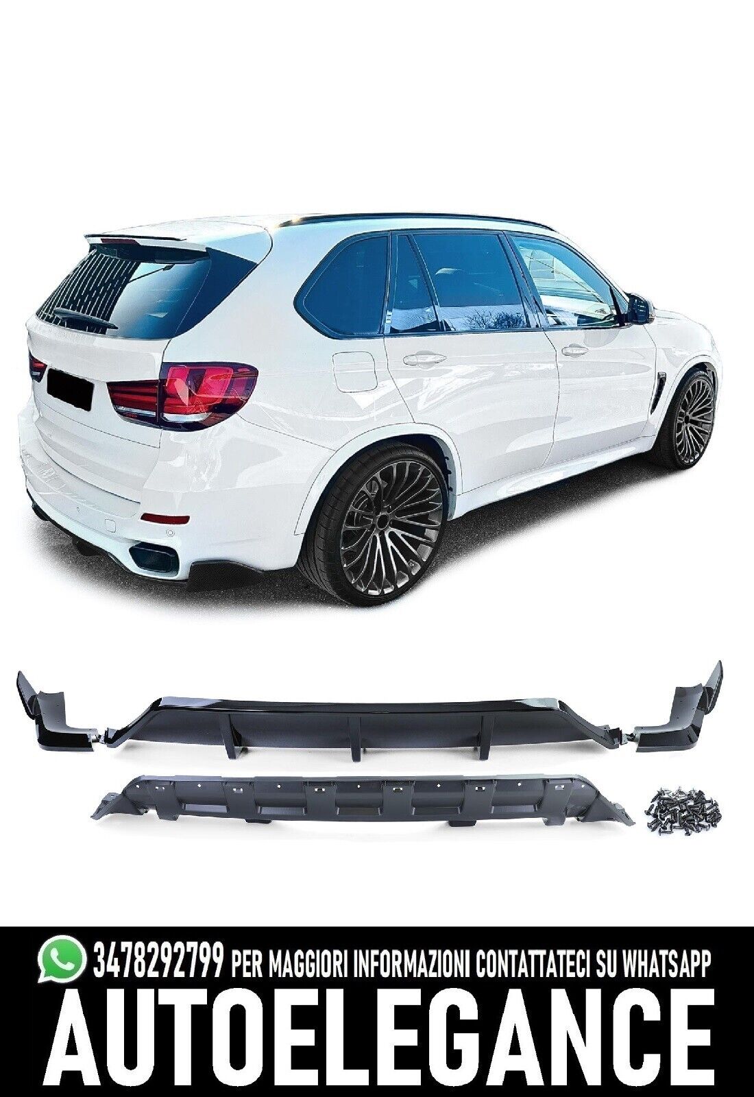 Difusor Trasero Rendimiento Look Negro Brillante Adecuado para BMW X5 F15 13-18