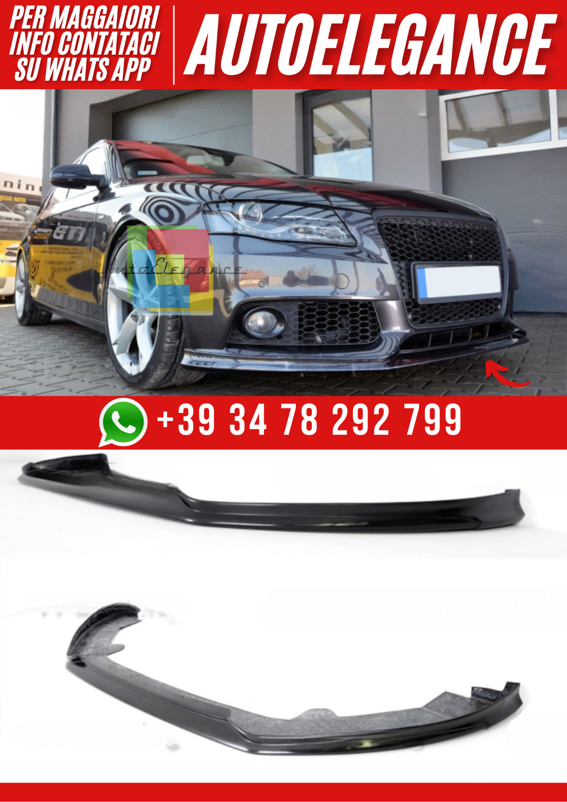 ??Vorderer Splitter Look RS F&uuml;r Audi A4 B8 2008&ndash;2011 &ndash; Standardsto&szlig;stange??