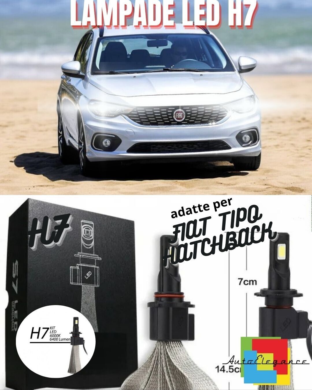 KIT FULL LED FIAT TIPO HATCHBACK LAMPADE LED H7 6000K BIANCO GHIACCIO