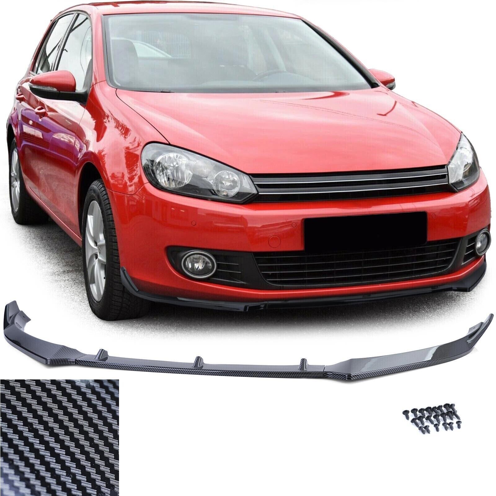 Spoiler anteriore Cup Lip Sport Carbon Look per VW Golf 6 5K1 08-12