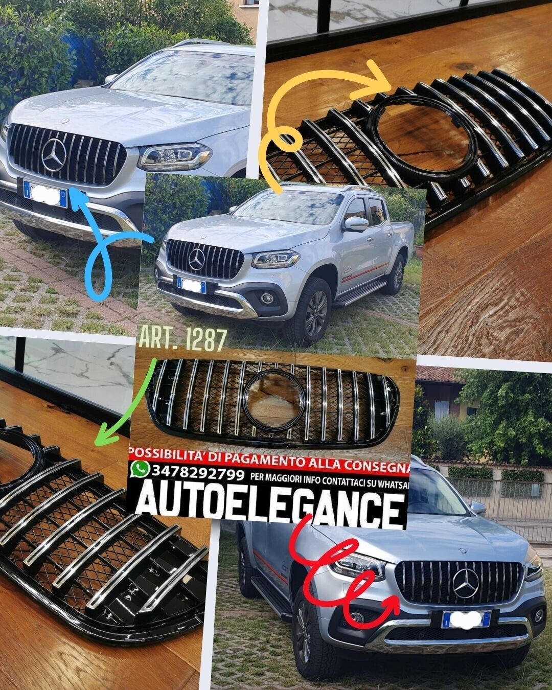 K&Uuml;HLERGRILL GEEIGNET F&Uuml;R MERCEDES X-KLASSE W470 2018+ LOOK GT CHROM MIT NETZ