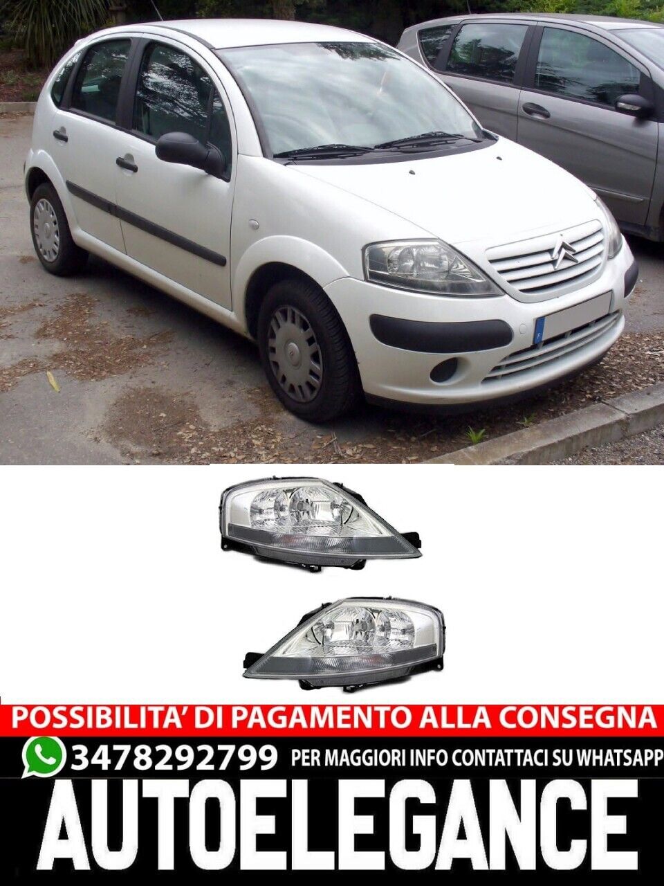 Set fari anteriori per Citroen C3 FC 2002- H1 H7 Motore LWR