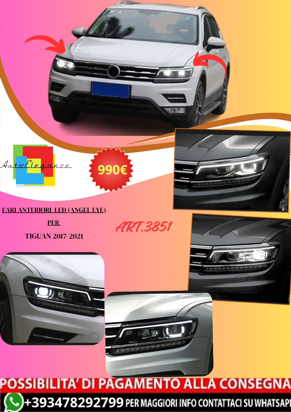 ART.3851 Fari anteriori LED (Angel Eye) per Tiguan 2017-2021