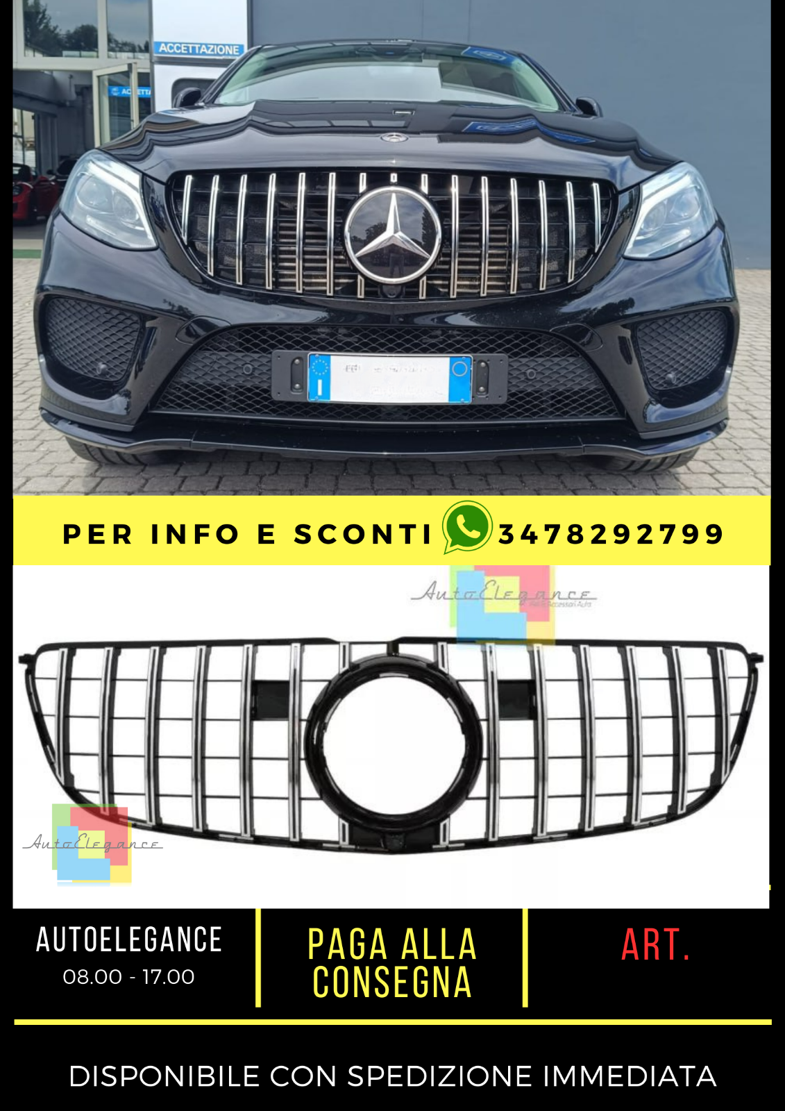 ✨MERCEDES GLS X166 LIFT 2016-2018 GRIGLIA ANTERIORE LOOK AMG PROFILI CROMATI✨