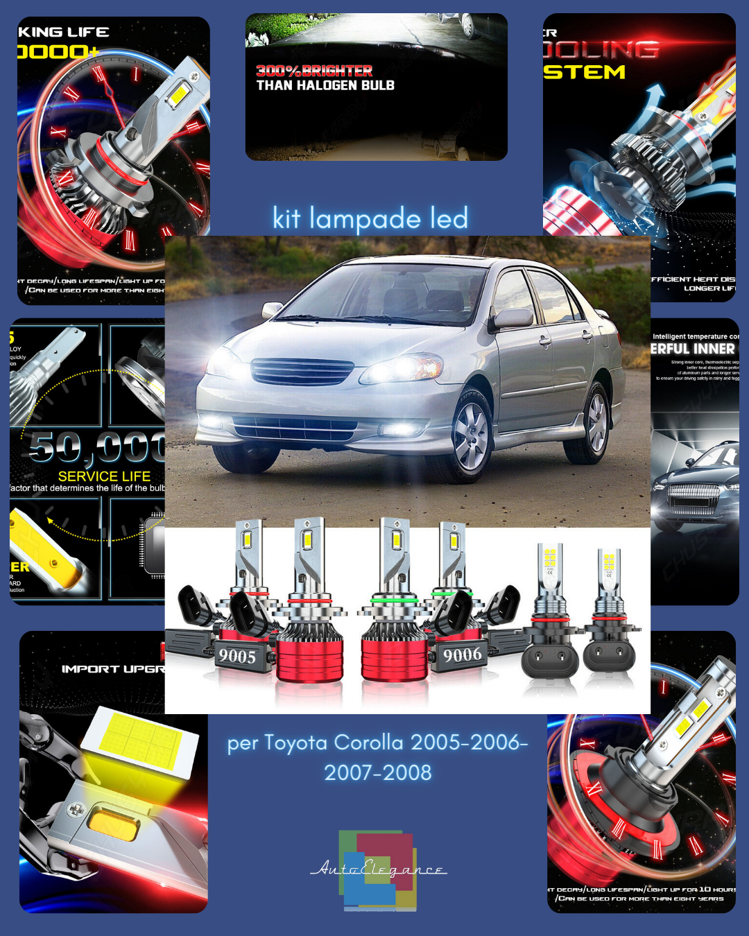 kit lampadine a led adatto per  Toyota Corolla 2005-2006-2007-2008