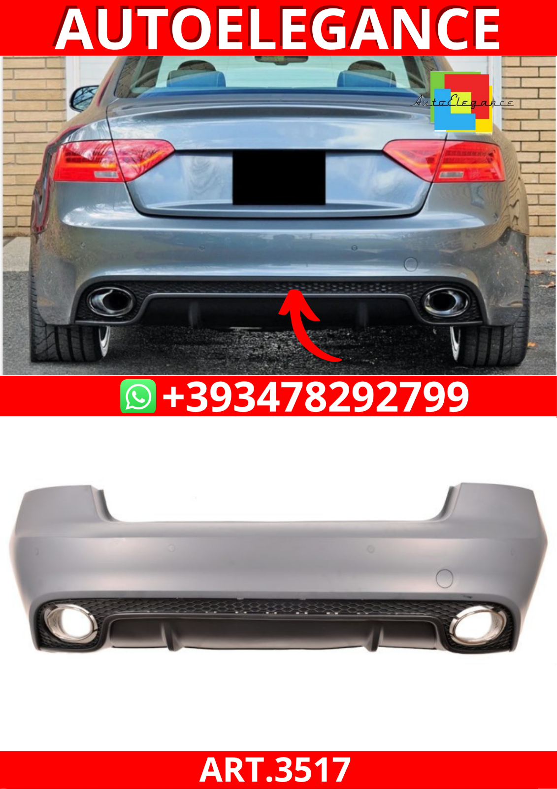 ART.3517 Paraurti posteriore RS5 Audi A5 8TCoupe Cabrio 2007-2016