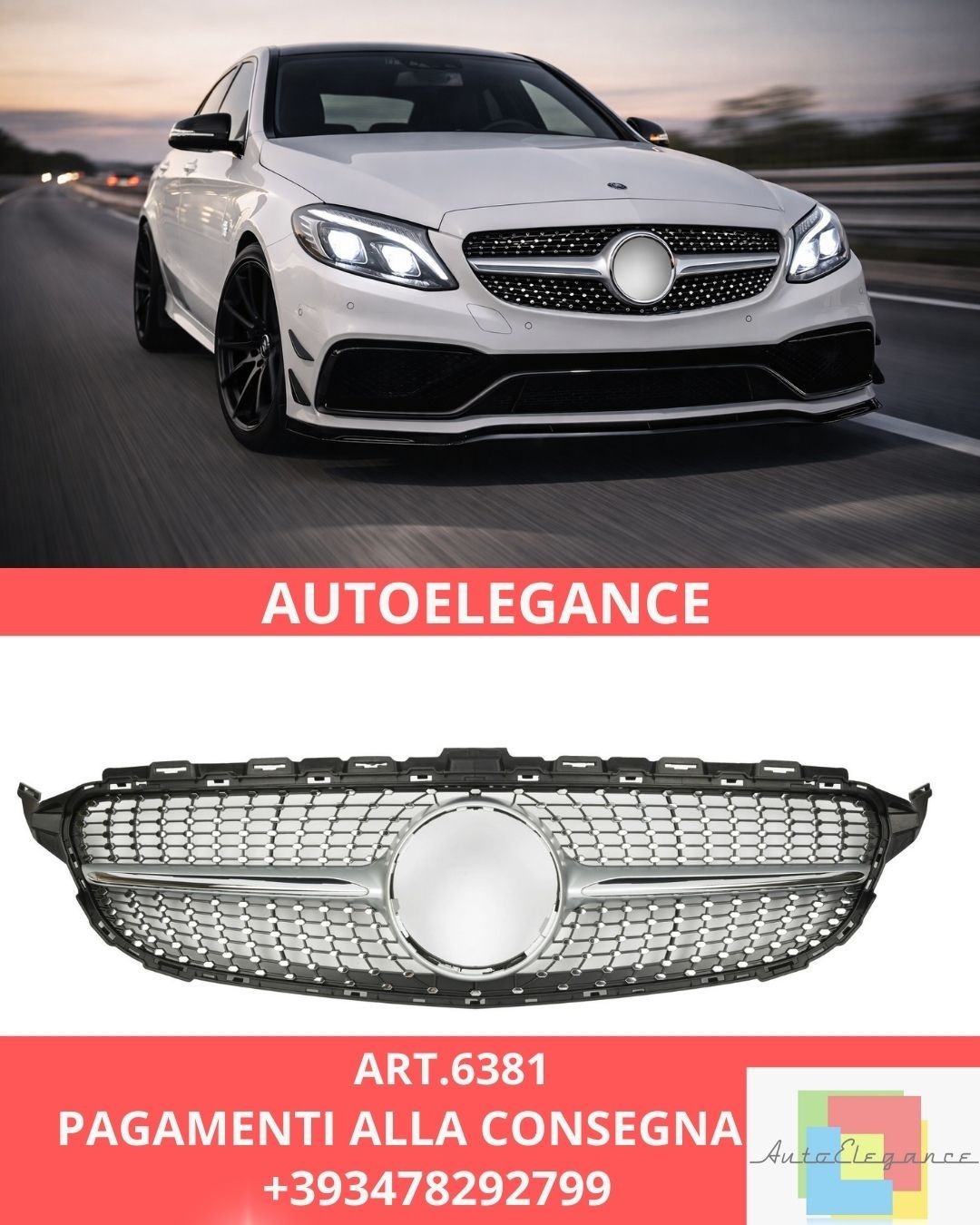 Art.-Nr. 6381 Kühlergrill passend für Mercedes W205 Vor-Facelift DIAMANT