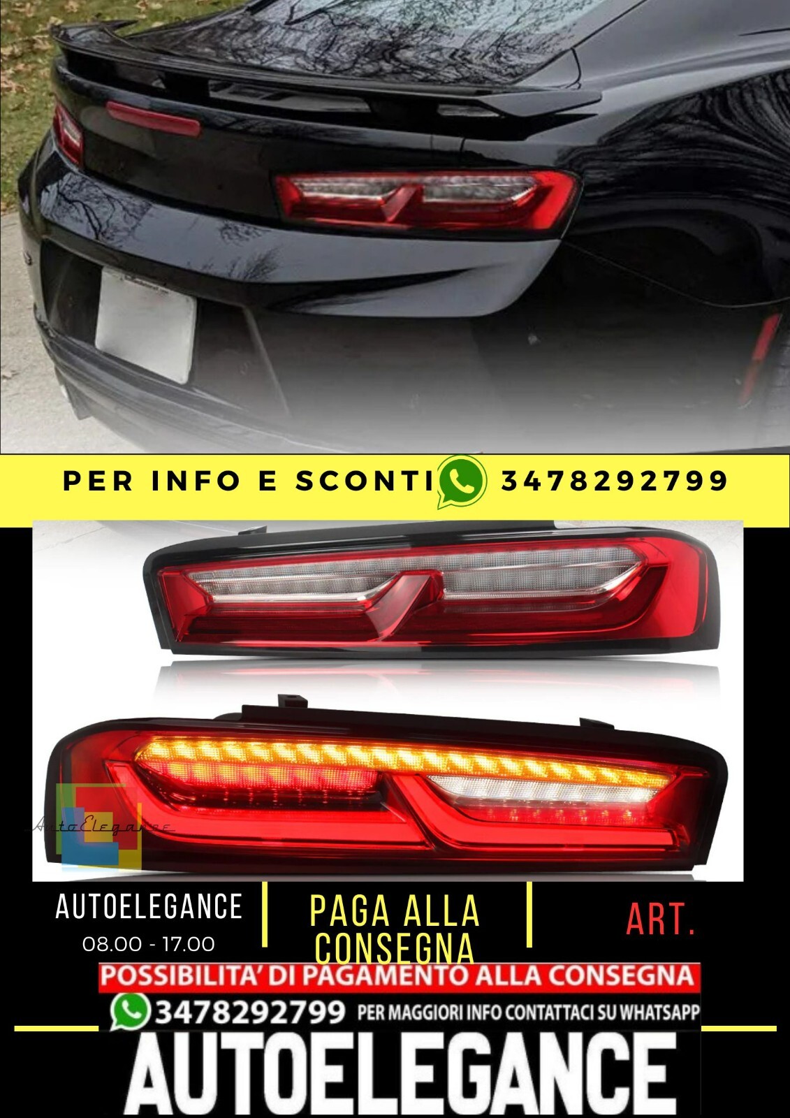 Fanali posteriori per Chevrolet Chevy Camaro 2016-2018 senza luci di retromarcia