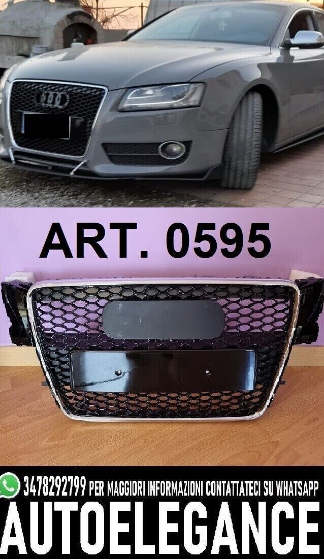PARRILLA DELANTERA AUDI A5 2007-2011 LOOK RS5 BORDE CROMO
