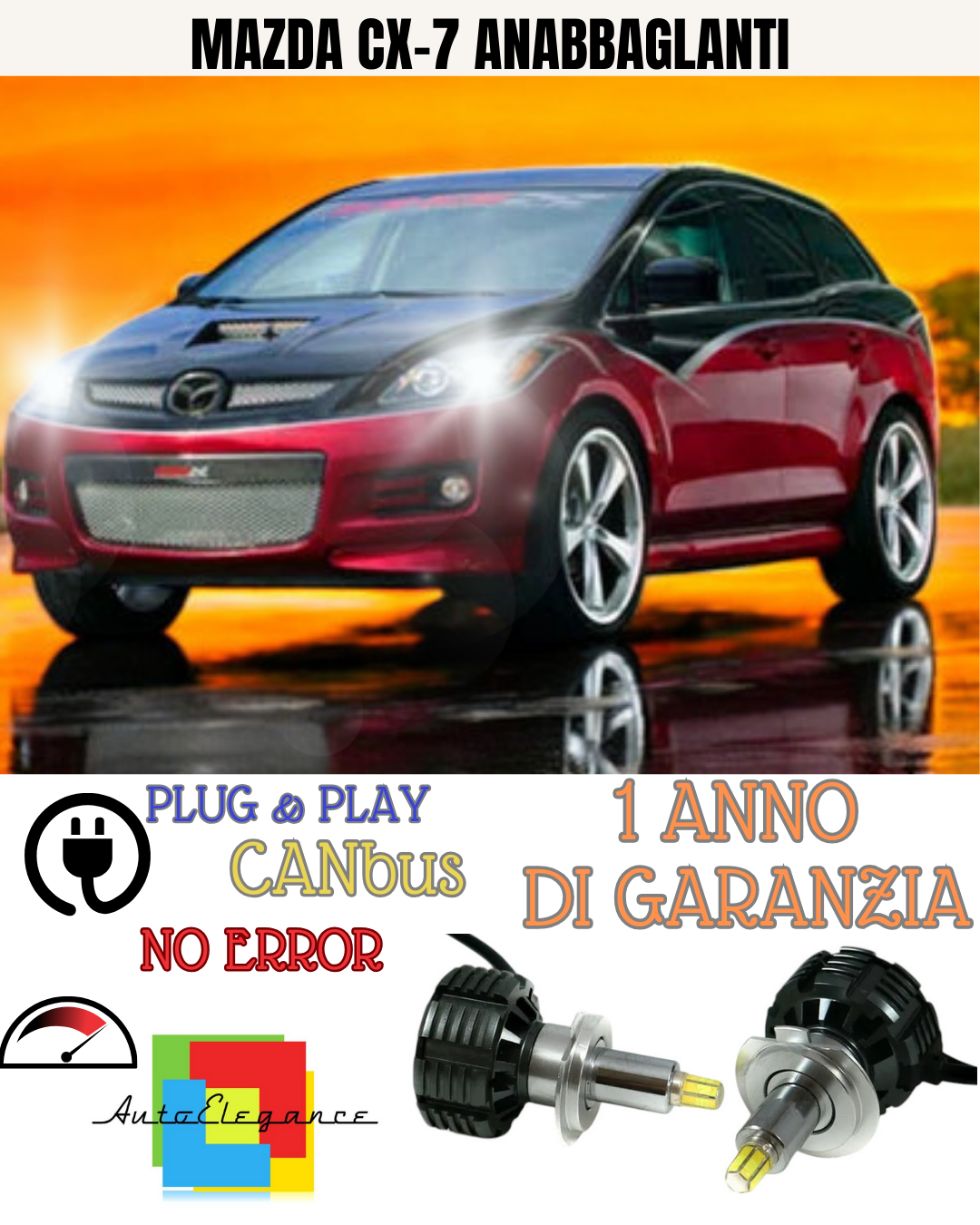 Kit Full Led H7 6000K Canbus Led Para Lenticulares Mazda CX-7 Sin Error