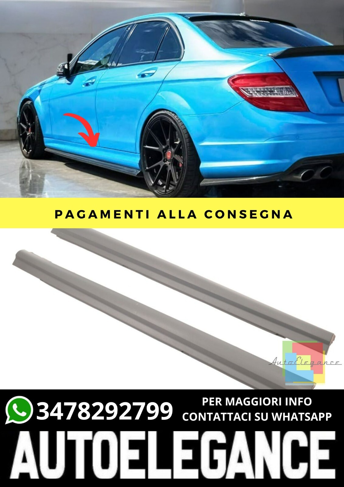 Sottominigonne adatto per Mercedes C-Class W204 Sedan Estate 2007-2015