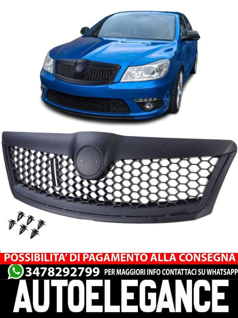 Grille Sport Rs Noir Adapt&eacute; pour Skoda Octavia 1Z Lifting 09-13