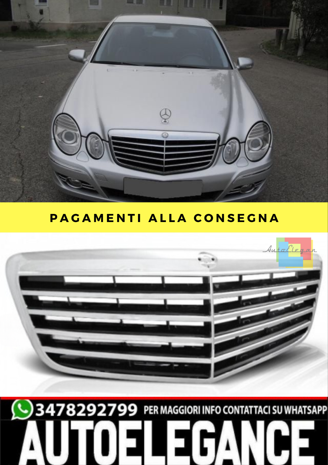 ??GRIGLIA CROMATA MERCEDES W211 E-KLASA 03.06-09 PANAMERICANA??